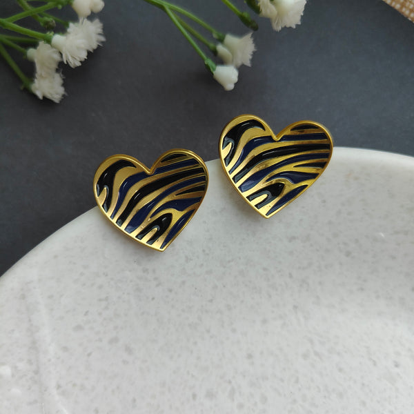 Gia Zebra Stripe Heart Shape Stud Earring