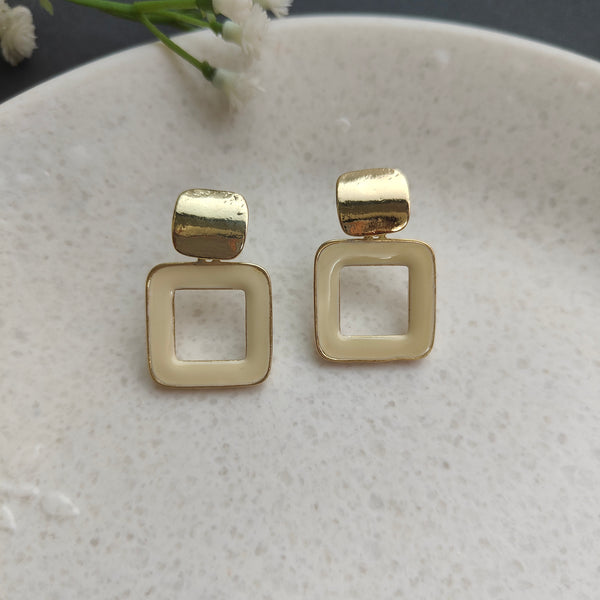 Gia Golden Toned Square Drop Earring