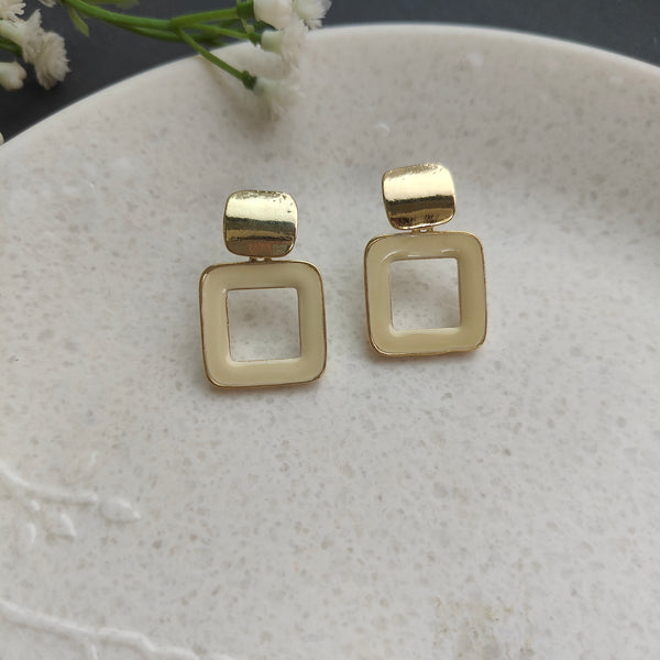 Gia Golden Toned Square Drop Earring