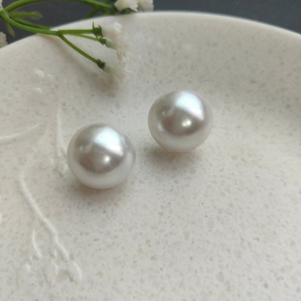Gia White Pearl Stud Earrings