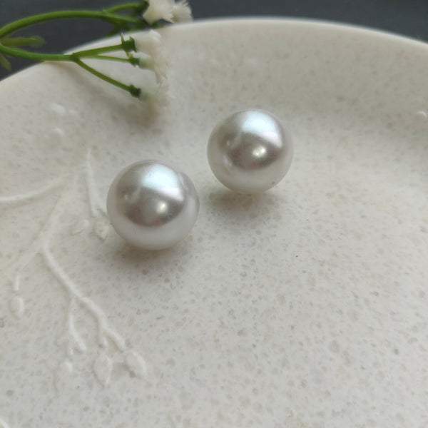 Gia White Pearl Stud Earrings