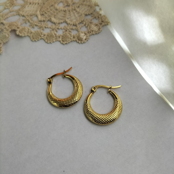 Gia Lustrous Textured Gold Hoops