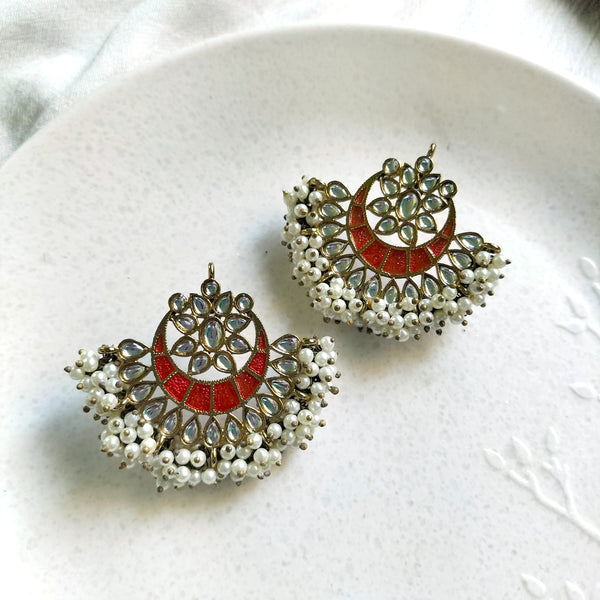 Inaya Crescent Crimson Chandbali Earrings