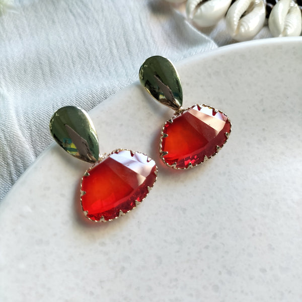 Gia Vibrant Teardrop Glass Stone Earrings