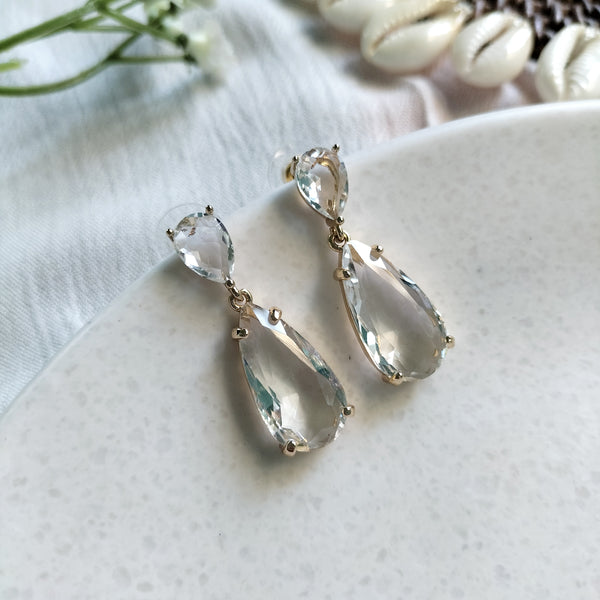 Gia Dazzling Clear Teardrop Drop Earrings