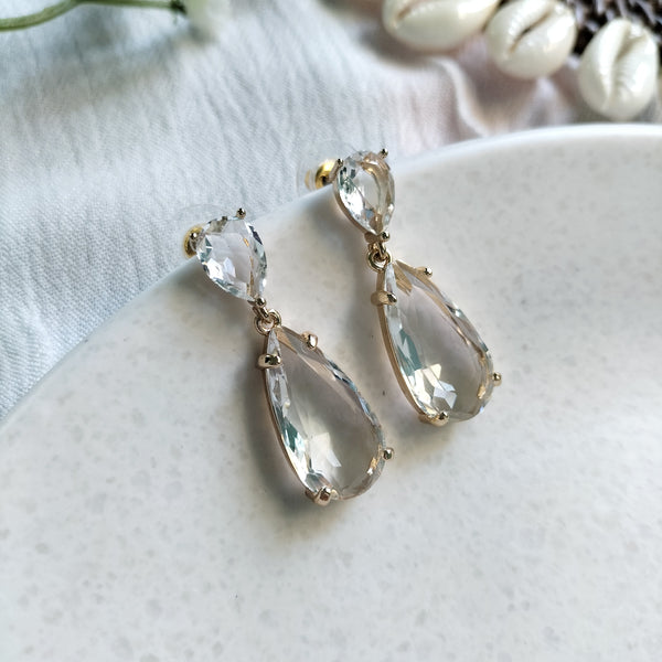 Gia Dazzling Clear Teardrop Drop Earrings