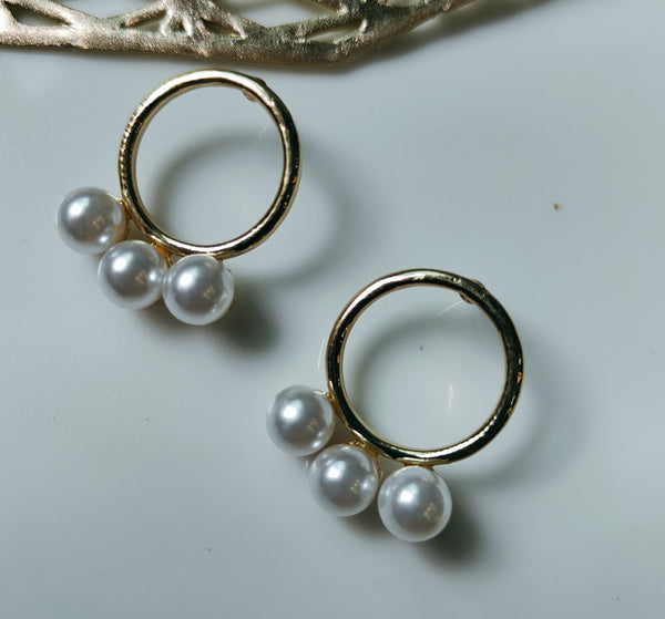 Gia Elegant Pearl Trio Hoop Earrings