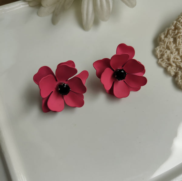 Gia Floral Pink Stud Earring