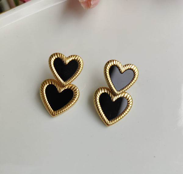 Gia Double Heart Stud Earrings
