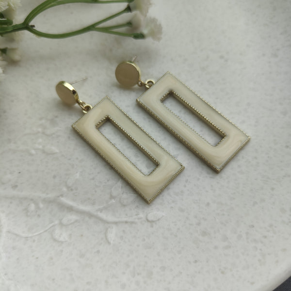 Gia Off White Rectangle Drop Earrings