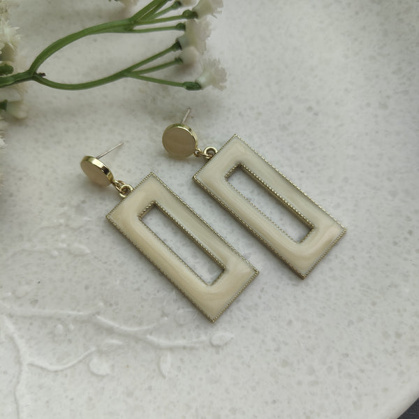 Gia Off White Rectangle Drop Earrings