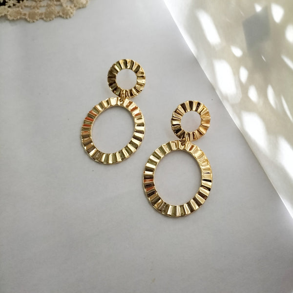 Gia Anti Tarnish Double Circle Drop Earrings