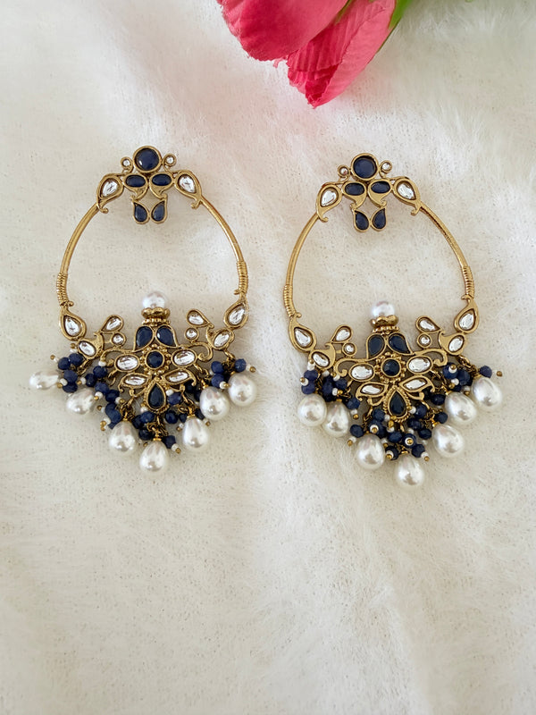 Inaya Nevi Blue Kundan Earrings
