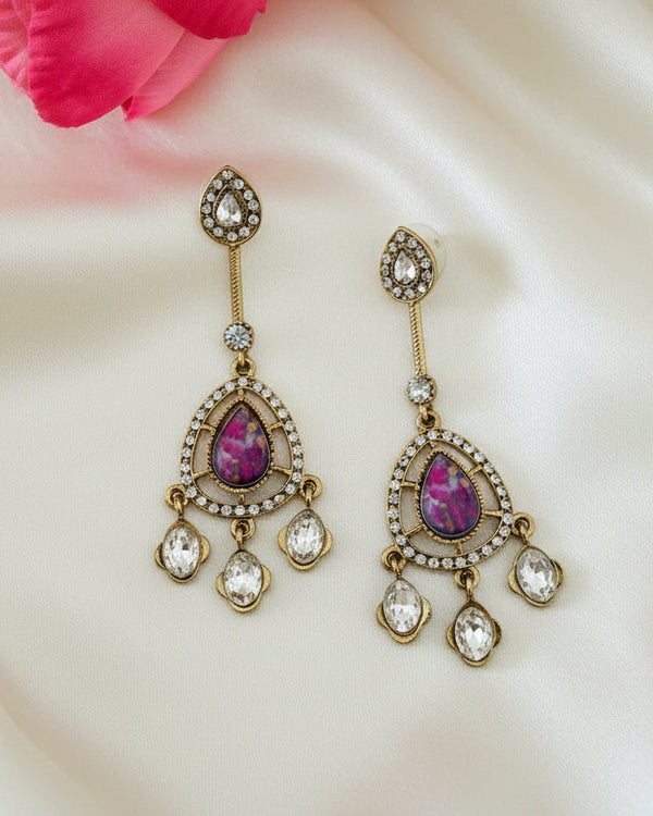 Inaya Marbal Effect Kundan Earrings
