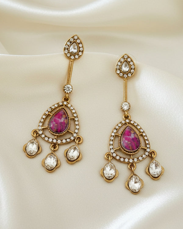 Inaya Marbal Effect Kundan Earrings