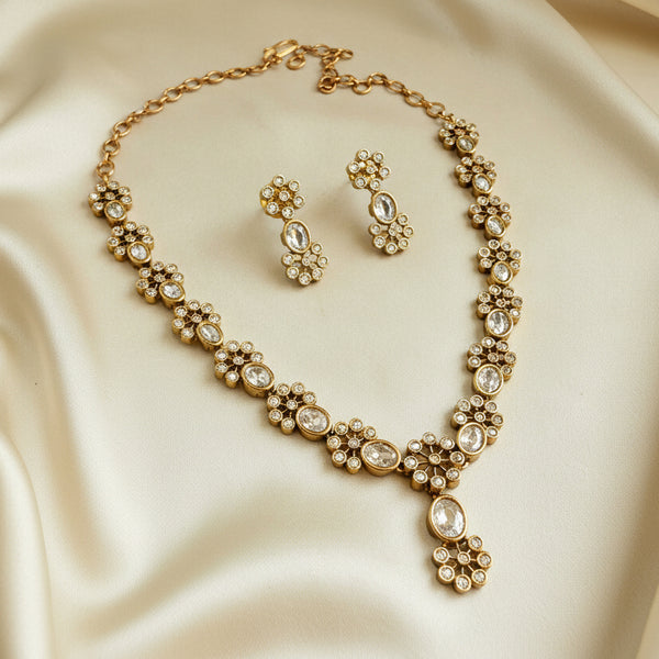 Lavanya White AD Stone Golden Necklace Set