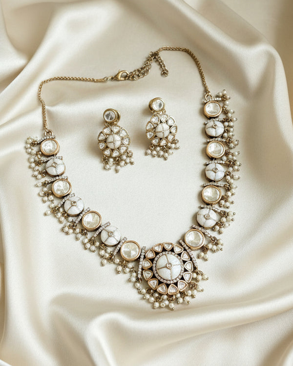 Adhira  Pure Kundan, Epoxy And AD Stone Necklace Set