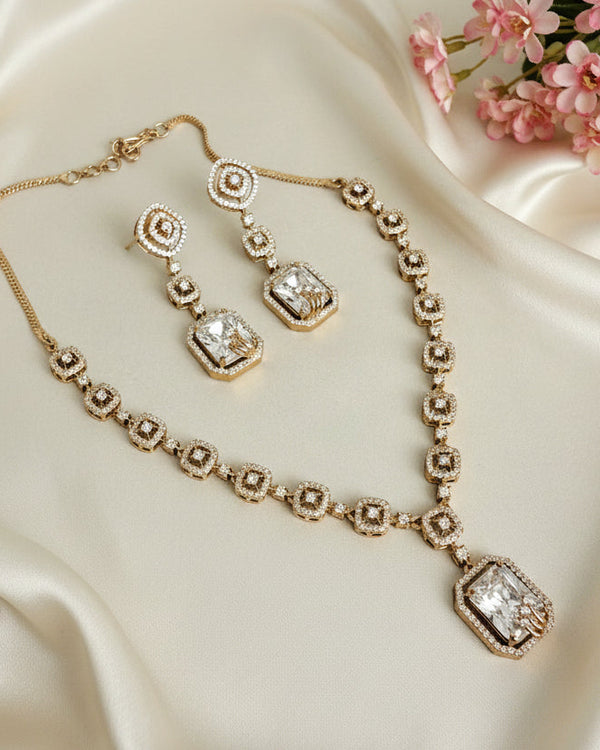 Lavanya AD Golden Set With Earrings