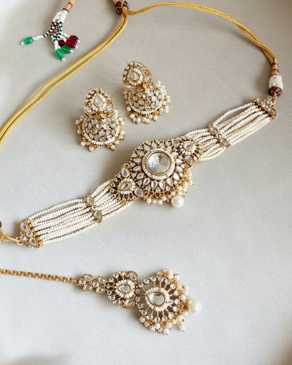 Adhira Kundan Polki-style Chokar Necklace Set