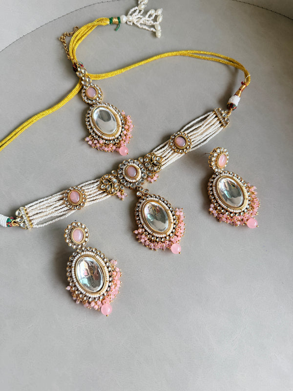 Adhira  Kundan Polki-Style Choker Necklace Set