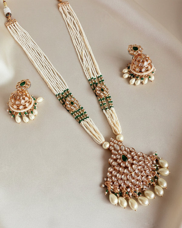 Adhira Emerald Pearl Kundan Raani Haar