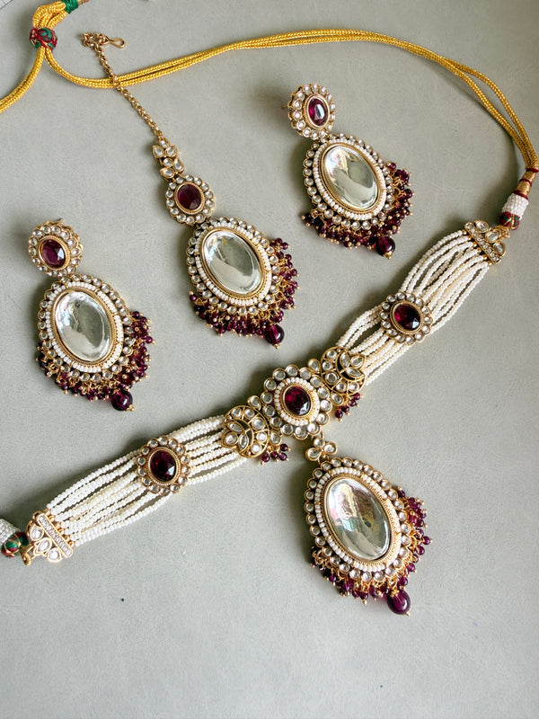 Adhira  Kundan Polki-Style Choker Necklace Set