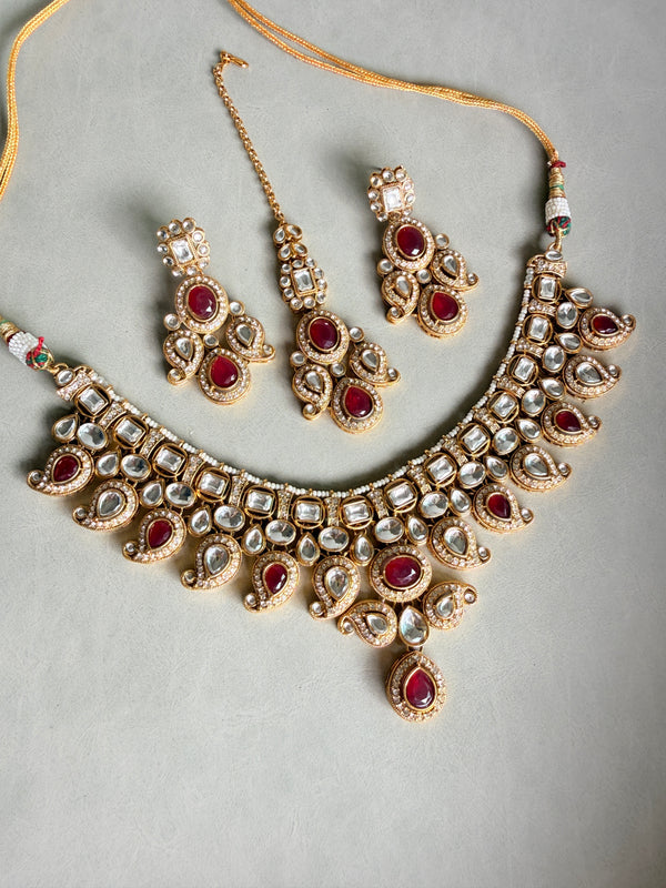 Adhira Grand Ruby And Kundan Necklace Set
