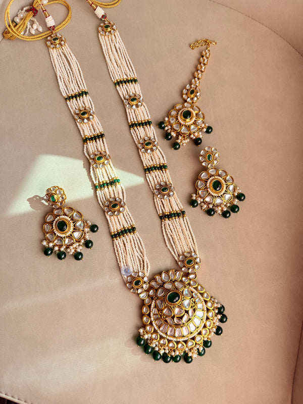 Adhira Elegant Long Kundan Necklace Set