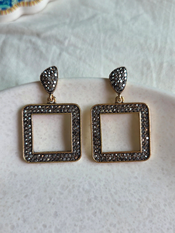 Gia Shine Stone Geometric Drop Earrings