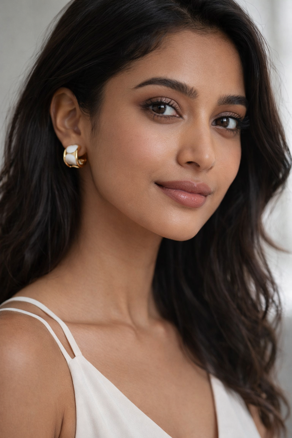 Gia White Enamel Hoop Earrings