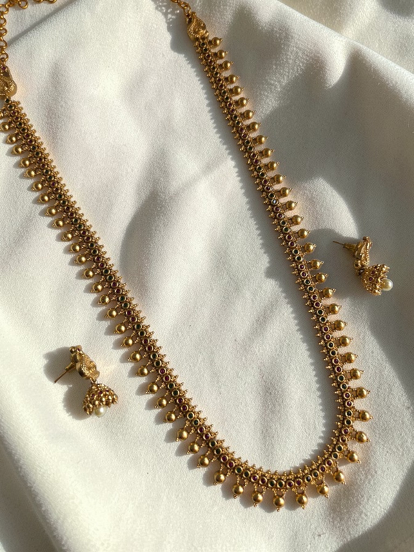 Lavanya Traditional Delicate Long Golden Necklace