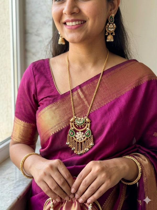 Lavanya Long Golden Necklace Set
