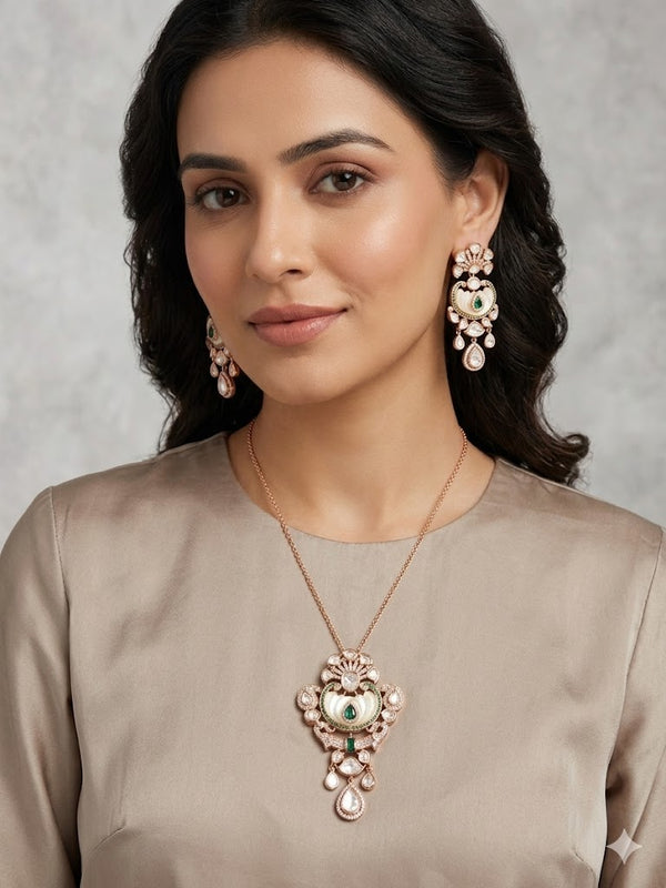 Adhira Emerald Premium Kundan Statement Set