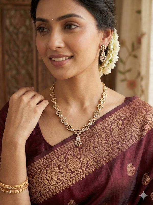 Lavanya White AD Stone Golden Necklace Set