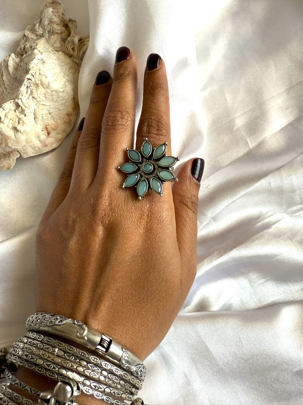 Alia multy color oxidize finger ring