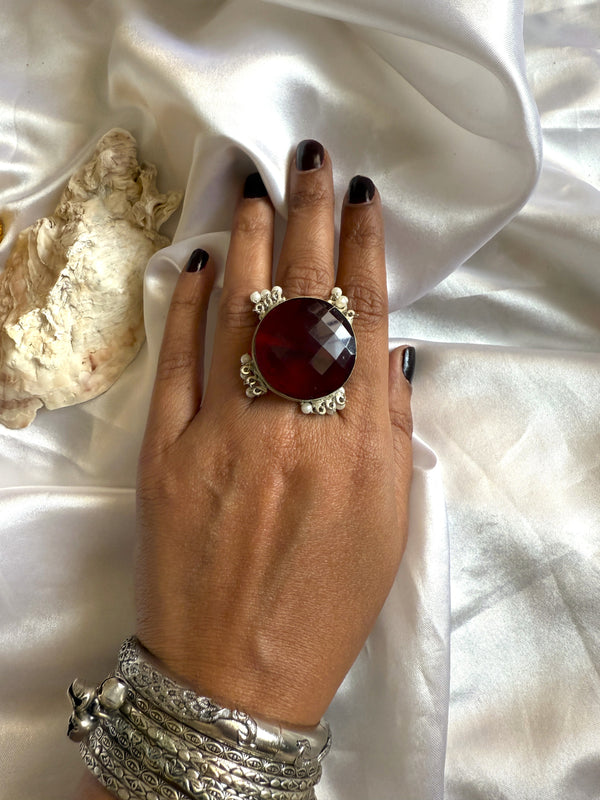 Alia Maroon Stone Finger Ring
