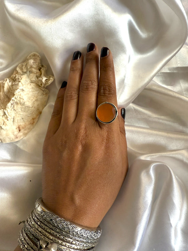Alia Orange Color Mona Lisa Stone Ring