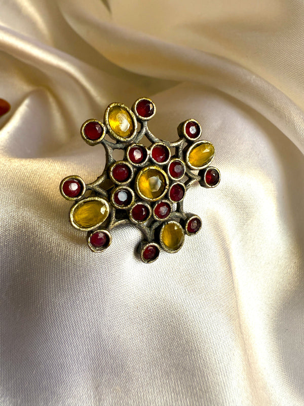 Alia Yellow And Maroon Color Ring