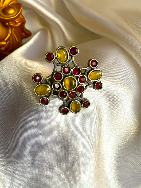 Alia Yellow And Maroon Color Ring