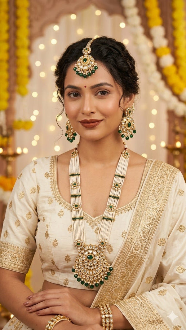 Adhira Elegant Long Kundan Necklace Set