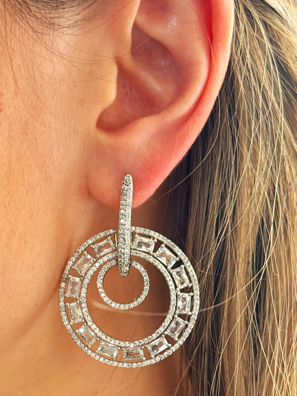 Kiara Dazzling Circular American Diamond Drop Earrings