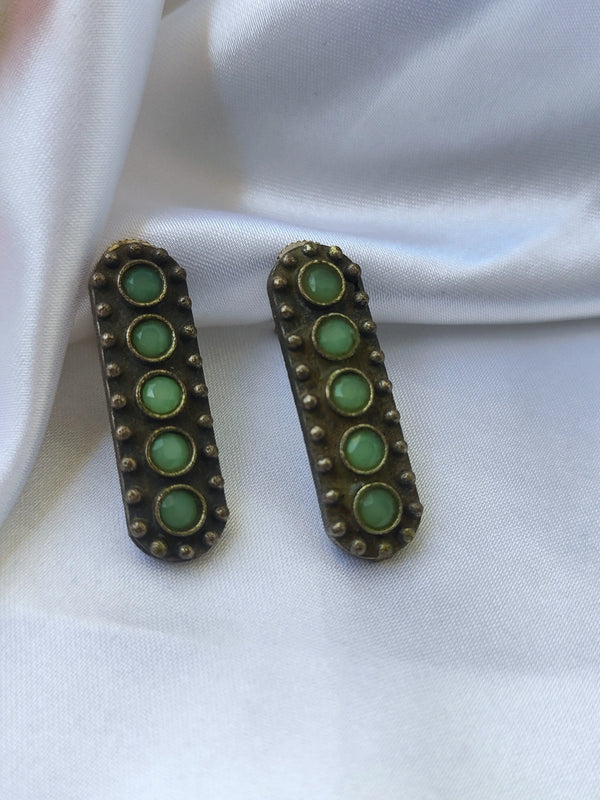 Diya Oxidized Mint Color Earring