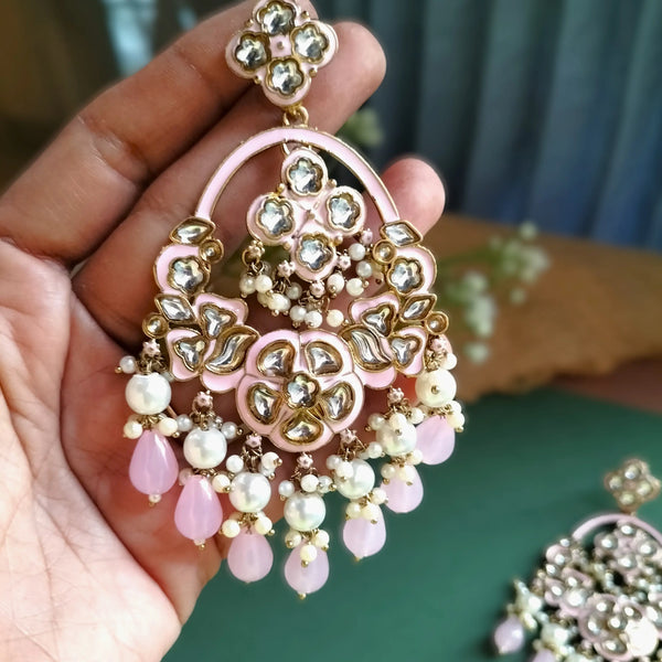 Inaya Peach Floral Chandbalis