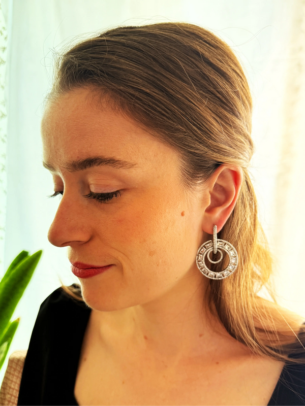 Kiara Dazzling Circular American Diamond Drop Earrings