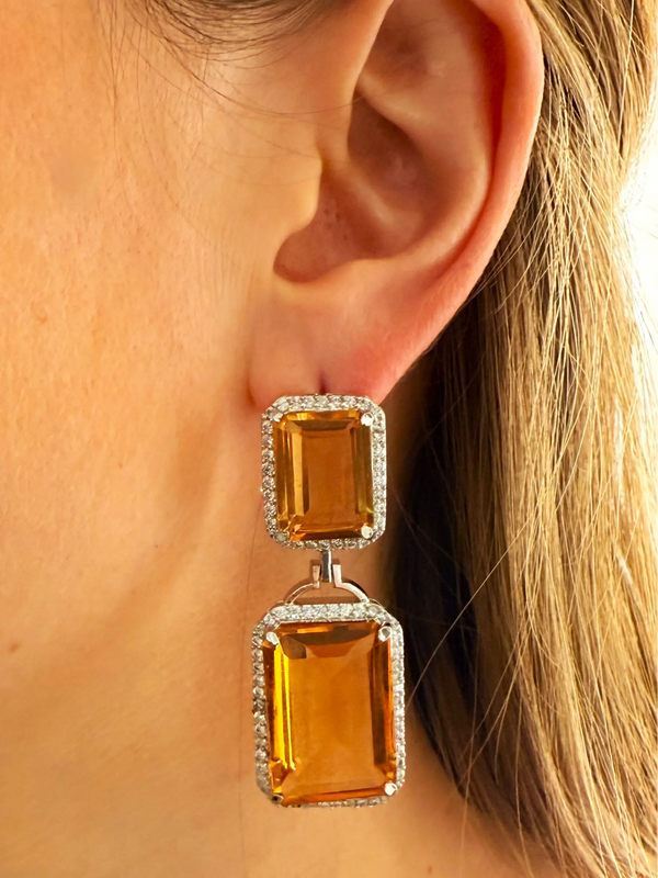 Kiara American Diamond Double Drop Earrings