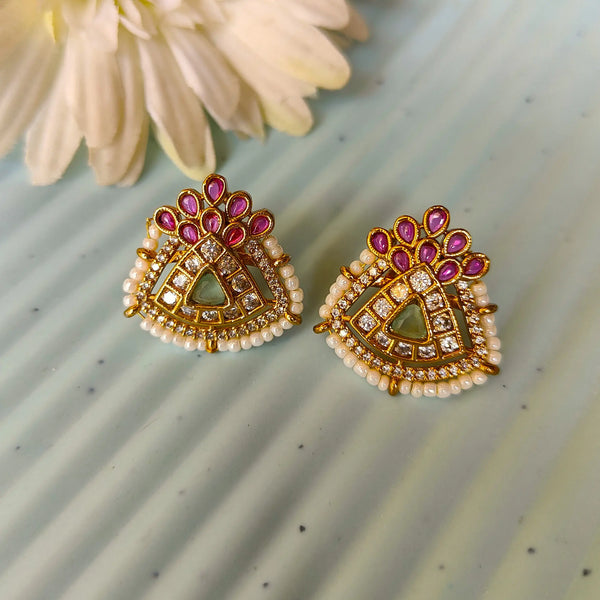 Lavanya Triangular Design Golden Earring