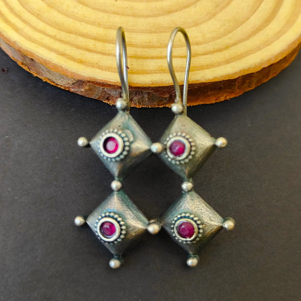 Diya Ruby Color Hoops Earring