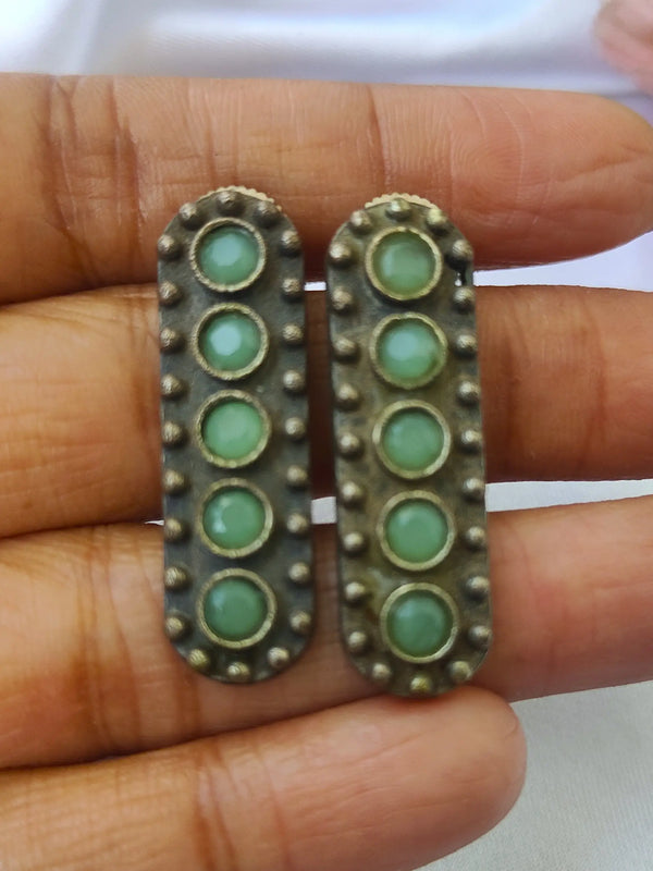 Diya Oxidized Mint Color Earring