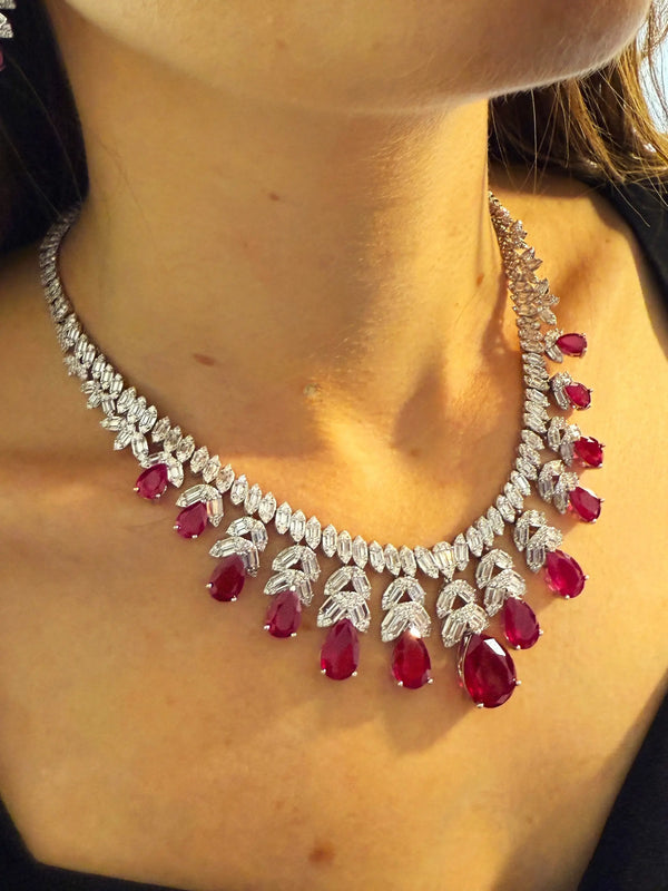 Kavya Premium AD Necklace In Pink Color