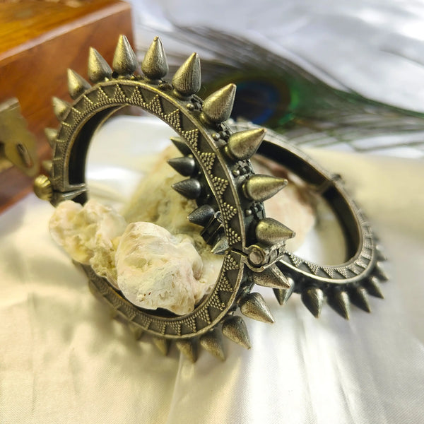 Anjali Oxidize Silver Spikey Design Kada